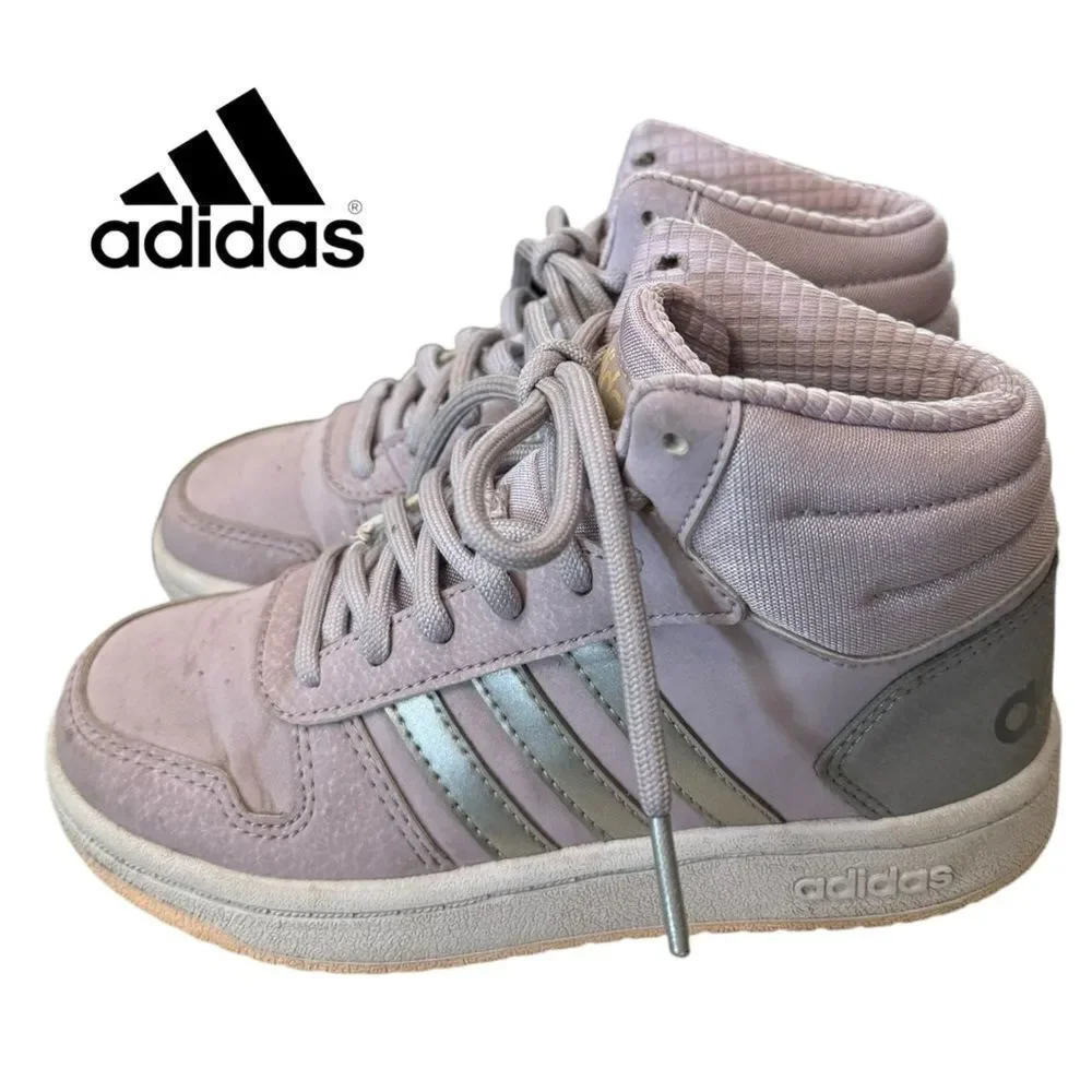 Adidas (GS) Hoops 2.0 Mid 'Purple Silver' EE9601 Kids Sneakers 12.5